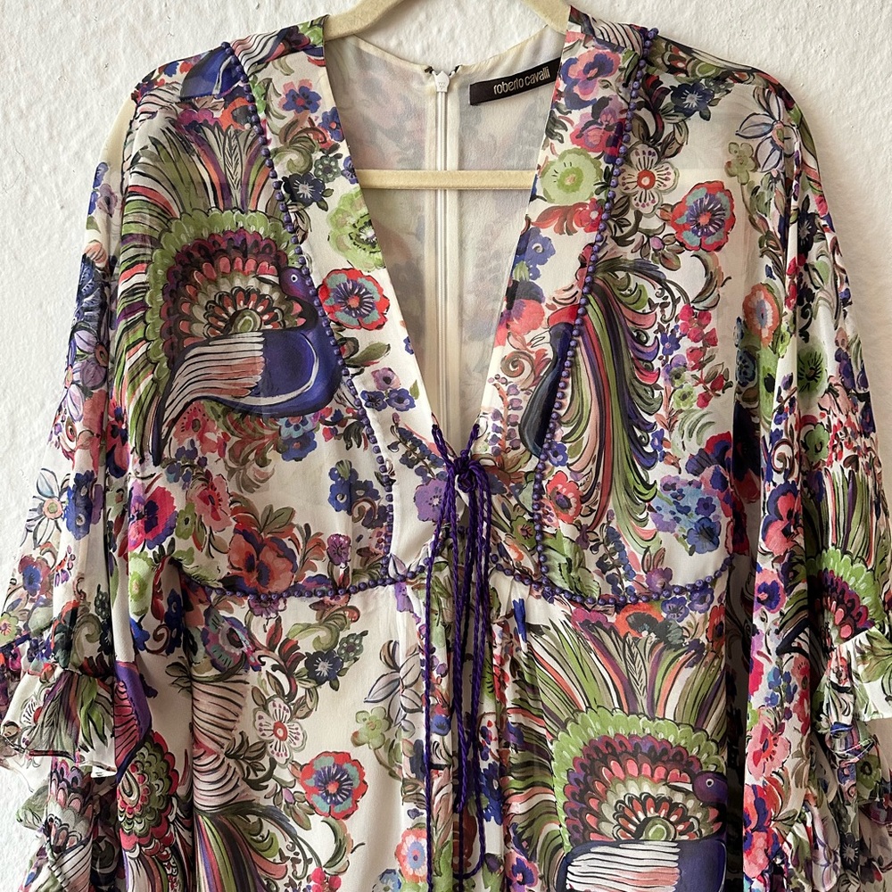 Roberto Cavalli silk floral print dress